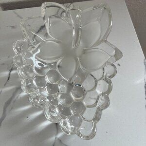 Studio Silversmiths Clear Grape Design Crystal Glass Dish Frosted Leaves